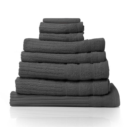 Royal Comfort Eden Egyptian Cotton 600GSM 8 Piece Luxury Bath Towels Set - Granite.