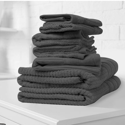 Royal Comfort Eden Egyptian Cotton 600GSM 8 Piece Luxury Bath Towels Set - Granite.