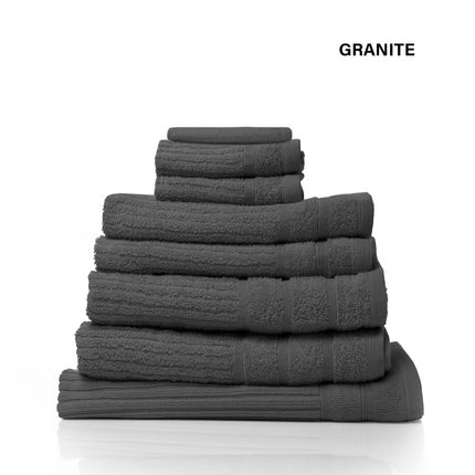 Royal Comfort Eden Egyptian Cotton 600GSM 8 Piece Luxury Bath Towels Set - Granite.
