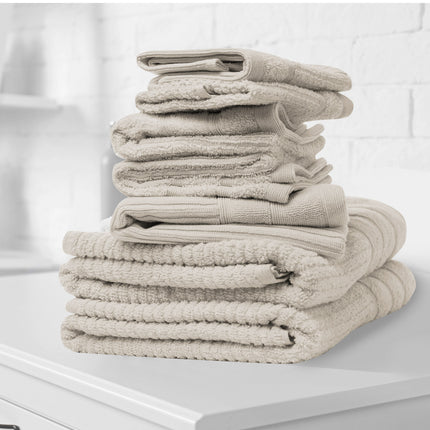 Royal Comfort Eden Egyptian Cotton 600GSM 8 Piece Luxury Bath Towels Set - Beige.