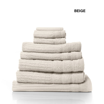 Royal Comfort Eden Egyptian Cotton 600GSM 8 Piece Luxury Bath Towels Set - Beige.