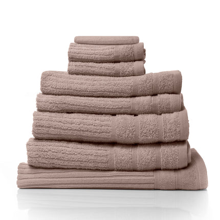Royal Comfort Eden Egyptian Cotton 600GSM 8 Piece Luxury Bath Towels Set - Rose.