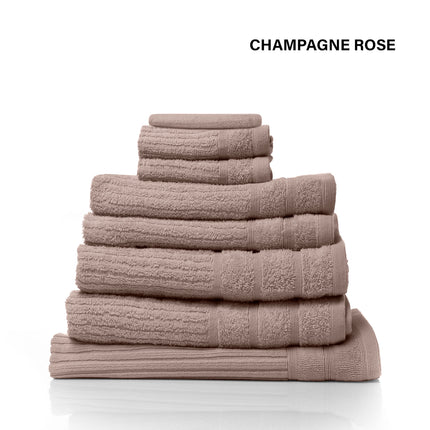 Royal Comfort Eden Egyptian Cotton 600GSM 8 Piece Luxury Bath Towels Set - Rose.