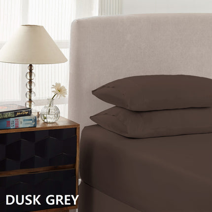 Royal Comfort 1500 Thread Count Cotton Rich Sheet Set 3 Piece Ultra Soft Bedding - Double - Dusk Grey.