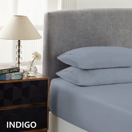Royal Comfort 1500 Thread Count Cotton Rich Sheet Set 3 Piece Ultra Soft Bedding - Double - Indigo.