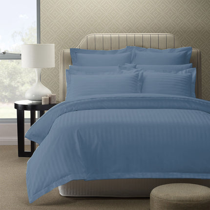 Royal Comfort 1200TC Quilt Cover Set Damask Cotton Blend Luxury Sateen Bedding - King - Blue Fog.