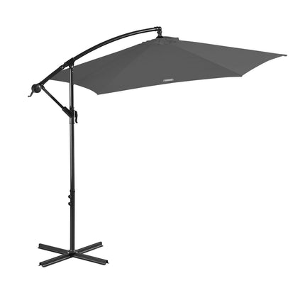 Milano 3M Outdoor Umbrella Cantilever With Protective Cover Patio Garden Shade - Charcoal.