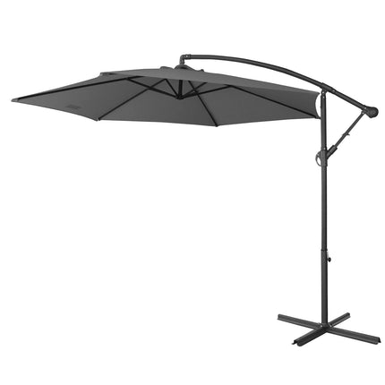 Milano 3M Outdoor Umbrella Cantilever With Protective Cover Patio Garden Shade - Charcoal.