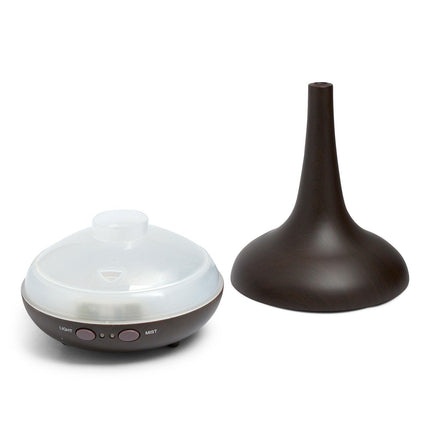 Essential Oil Diffuser Ultrasonic Humidifier Aromatherapy LED Light 200ML 3 Oils - Dark Wood Grain.