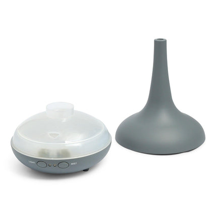 Essential Oil Diffuser Ultrasonic Humidifier Aromatherapy LED Light 200ML 3 Oils - Matte Grey.