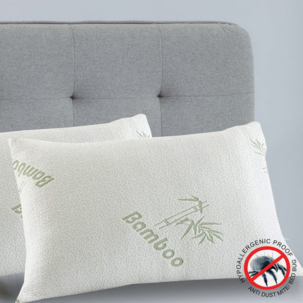 Royal Comfort Luxury Bamboo Covered Memory Foam Pillow Twin Pack Hypoallergenic.