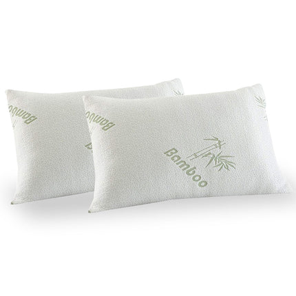 Royal Comfort Luxury Bamboo Covered Memory Foam Pillow Twin Pack Hypoallergenic.