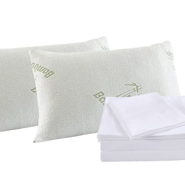 Royal Comfort Bamboo Blend Sheet Set 1000TC and Bamboo Pillows 2 Pack Ultra Soft - Queen - White.
