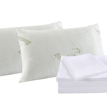 Royal Comfort Bamboo Blend Sheet Set 1000TC and Bamboo Pillows 2 Pack Ultra Soft - King - White.