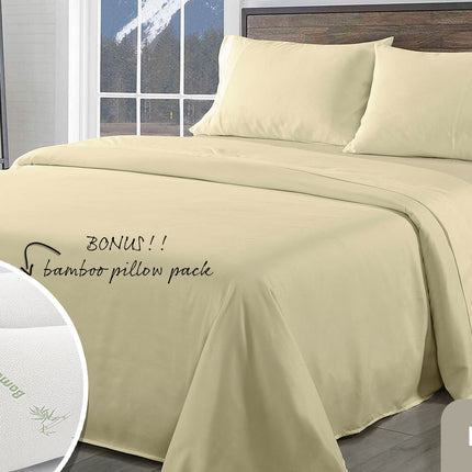 Royal Comfort Bamboo Blend Sheet Set 1000TC and Bamboo Pillows 2 Pack Ultra Soft - King - White.