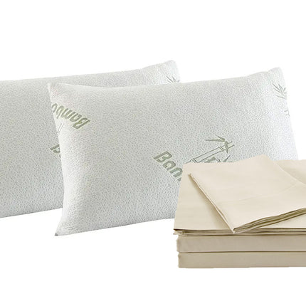 Royal Comfort Bamboo Blend Sheet Set 1000TC and Bamboo Pillows 2 Pack Ultra Soft - King - White.
