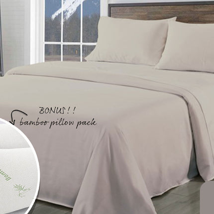 Royal Comfort Bamboo Blend Sheet Set 1000TC and Bamboo Pillows 2 Pack Ultra Soft - King - White.