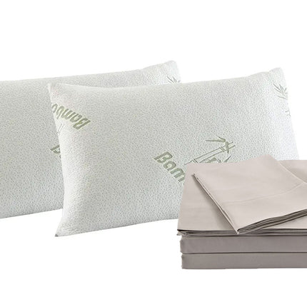 Royal Comfort Bamboo Blend Sheet Set 1000TC and Bamboo Pillows 2 Pack Ultra Soft - King - White.