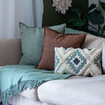 Brighton Throw - 100% NZ Wool - Sage Striped.