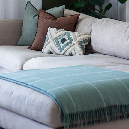 Brighton Throw - 100% NZ Wool - Sage Striped.