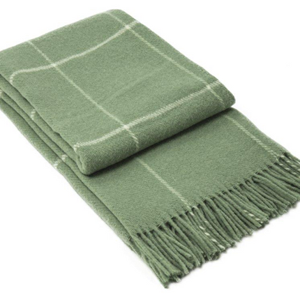 Brighton Throw - 100% NZ Wool - Sage Striped.