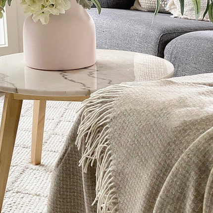 Chiswick Throw - Merino Wool/Cashmere - Beige.