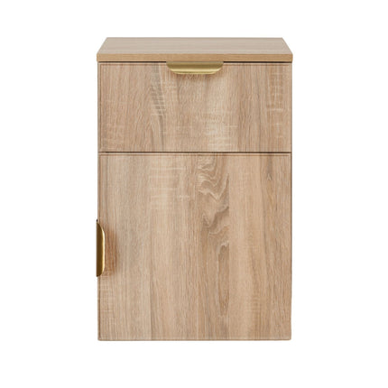 PORTO BEDSIDE TABLE - NATURAL OAK - SLIM - PULL BRASS.