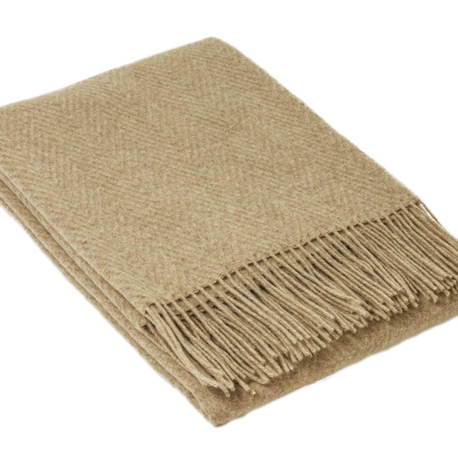 Hampton Throw - Merino Wool Blend - Camel.