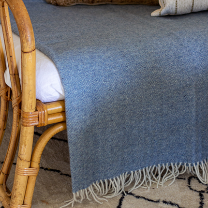 Hampton Throw - Merino Wool Blend - Blue.