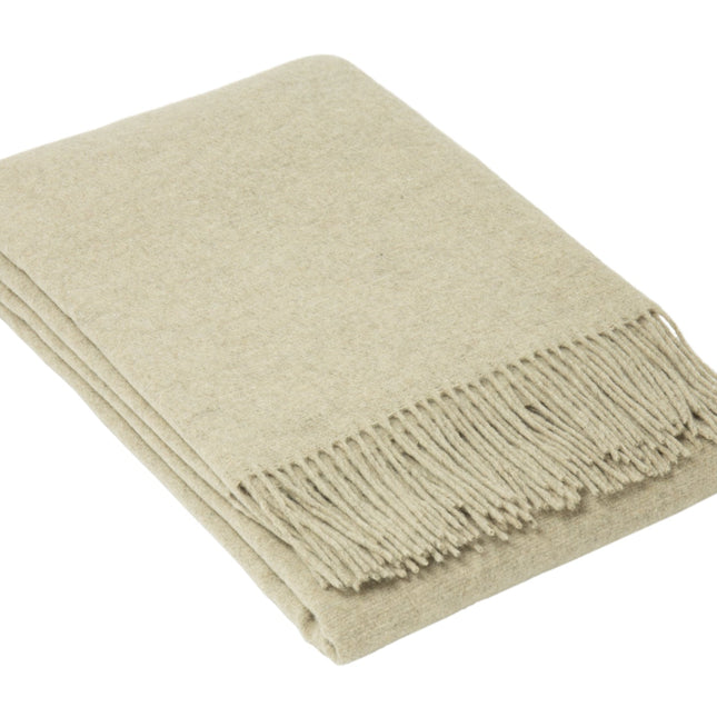 Oxford Throw - Merino Wool Blend - Stone.