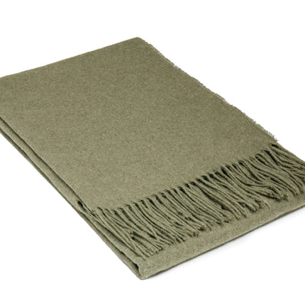 Paddington Throw - Fine Wool Blend - Olive.