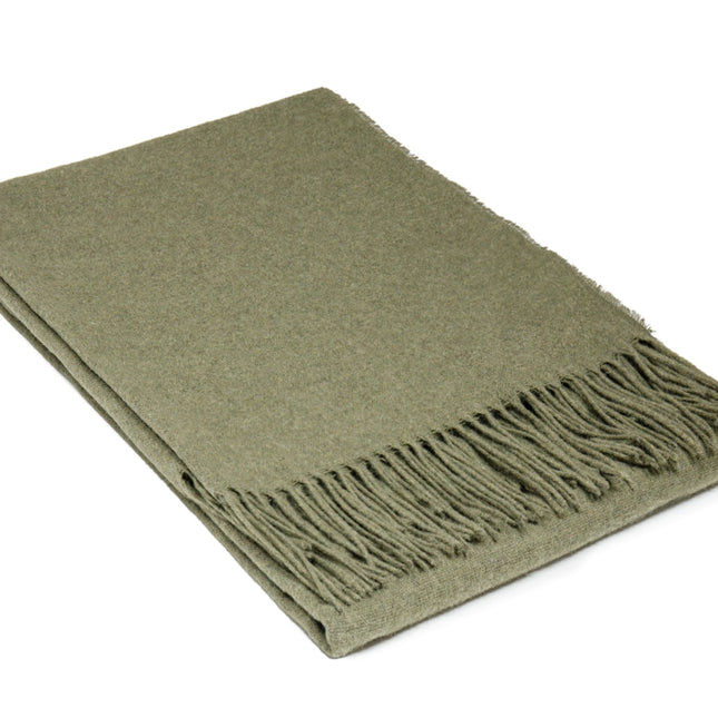 Paddington Throw - Fine Wool Blend - Olive.
