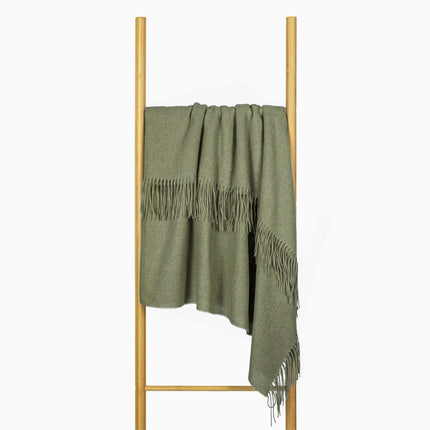 Paddington Throw - Fine Wool Blend - Olive.