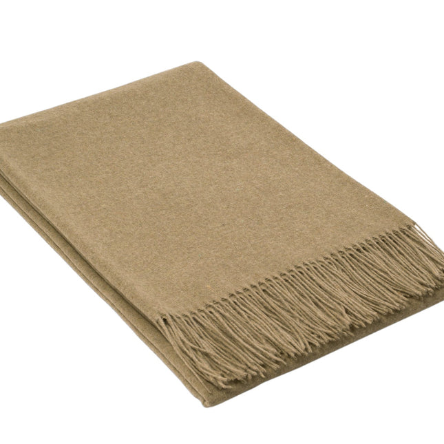 Paddington Throw - Fine Wool Blend - Camel.
