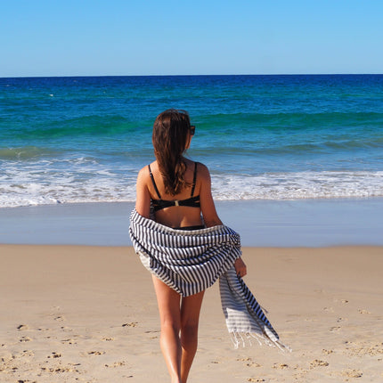 PORTSEA TURKISH COTTON TOWEL - MIDNIGHT.
