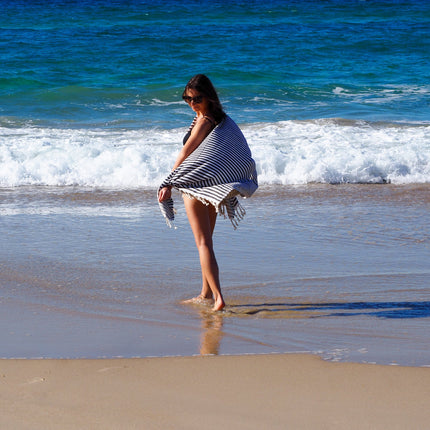 PORTSEA TURKISH COTTON TOWEL - MIDNIGHT.