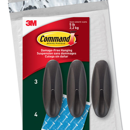 Command Outdoor Metallic Bronze Value Pack, 3 Hooks and 4 Strips, AW083BZ-3NA.