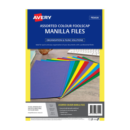 AVERY Manilla Folder Assorted FC Pack of 10.