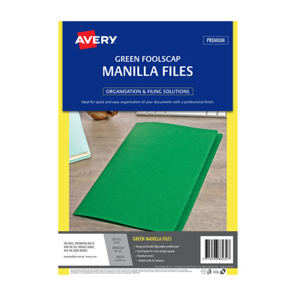 AVERY Manilla Folder Grn FC Pack of 20.
