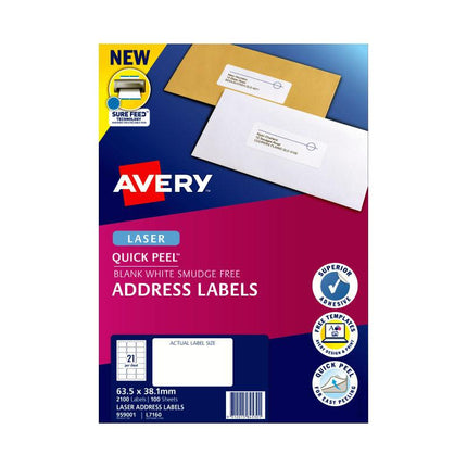 AVERY Laser Label QP L7160 21Up Pack of 100.