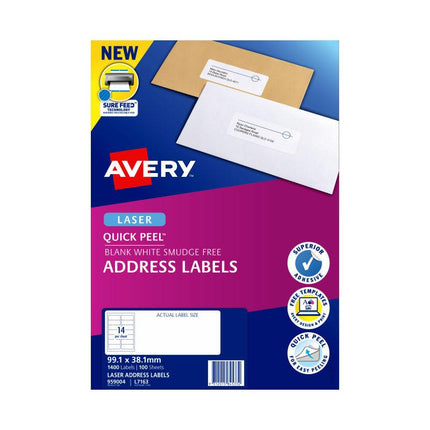 AVERY Laser Label QP L7163 14Up Pack of 100.