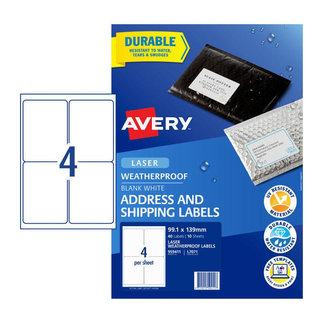 AVERY Laser Label L7071 4Up Pack of 10.