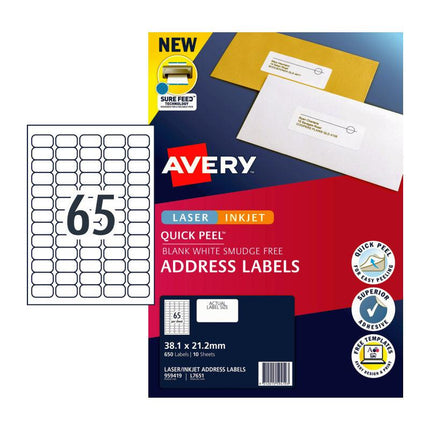 AVERY Label QP L7651 65Up Pack of 10.