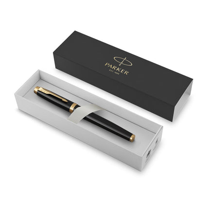PARKER IM Black Gd Trm Ball Pen Md Blu.