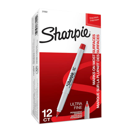 SHARPIE Ultra Fine Point Permanent Marker Red Box of 12.