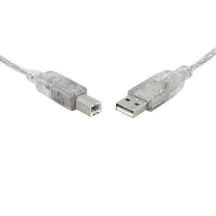 8WARE USB 2.0 Cable 1m A to B Transparent Metal Sheath UL Approved.