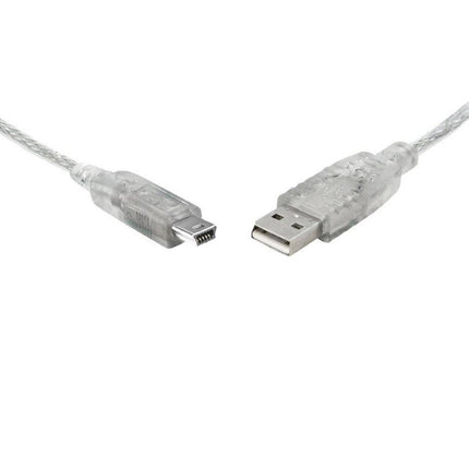 8WARE USB 2.0 Cable 1m A to Mini-USB B Male to Male Transparent.