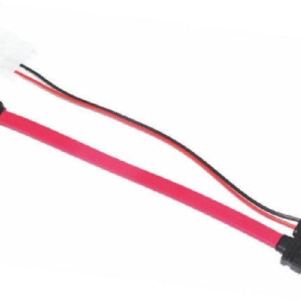 ASTROTEK Slim SATA Cable 50cm + 10cm 6 pins + 7 pins to 4 pins + 7 pins Red Colour.