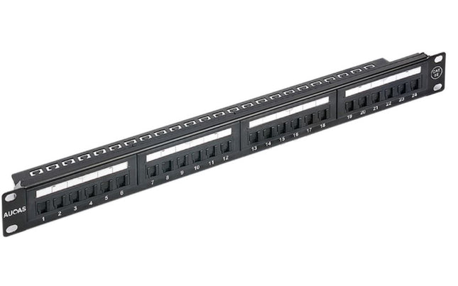 ASTROTEK 24 Ports UTP Patch Panel CAT6 RJ45 for 19" 1RU Rack Mount Data Network Cabinet Server PCB Type 110/Krone 3U\\' Black LS.