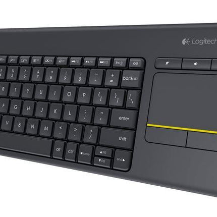 LOGITECH K400 Plus Wireless Keyboard with Touchpad & Entertainment Media Keys Tiny USB Unifying receiver for HTPC connected TVs KBLT-K830BT.